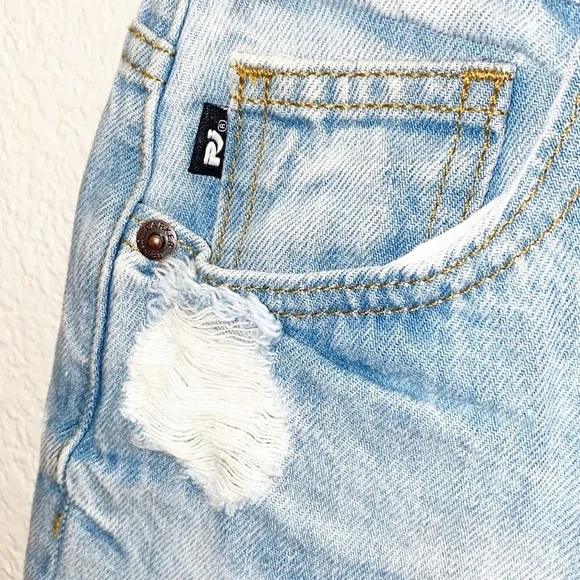 Parker Jeans Light Wash Distressed 100% Algodon High Rise Wide Leg Jeans - Picture 6 of 12